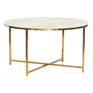 Bílo zlatý kovový konferenční stolek Hübsch Harlan 80 cm